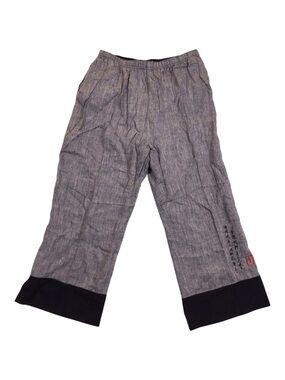 Soft Surroundings Cropped Wide Leg 100% Linen Pant Size XL Pockets Embroidered